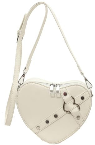 ARVALOLET Damen-Umhängetaschen mit Herzform, PU-Leder, herzförmig, einfarbig, verstellbarer Riemen, Mädchen-Dating-Tasche