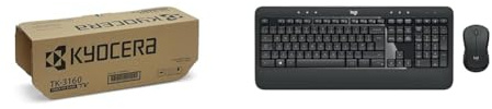 Kyocera TK-3160 Original Toner-Kartusche Schwarz 1T02T90NL1. Kompatibel für ECOSYS M3145dn & Logitech MK540 Advanced Kabellose Tastatur und Maus Combo für Windows