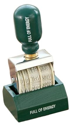 kesurpae Wooden Handle Dater Stamp Adjustable Date Stamp for Craft Digits Roller Stamp Year Month Date Rubber Stamp, A