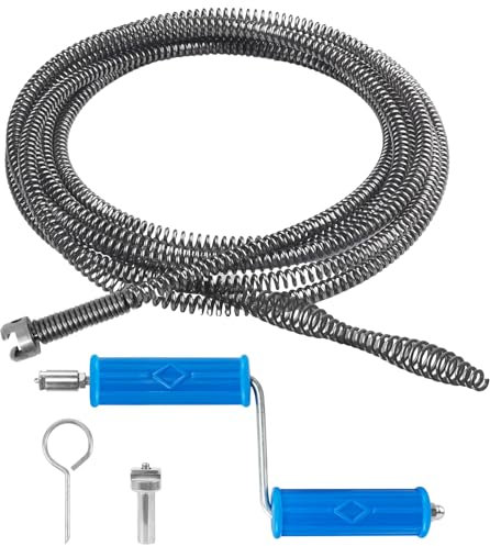 Desatascador Tuberias Profesional 5m × 10mm, Cable Desatascador Tuberias, Desatascador Fregadero con Adaptador Manual y Eléctrico, Alambre Desatascador Tuberias para Alcantarillado, Cocina, Baño