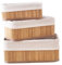 Casa Shop Lot de 3 paniers de rangement en bambou avec doublure en tissu naturel pour armoires et étagères, salle de bain