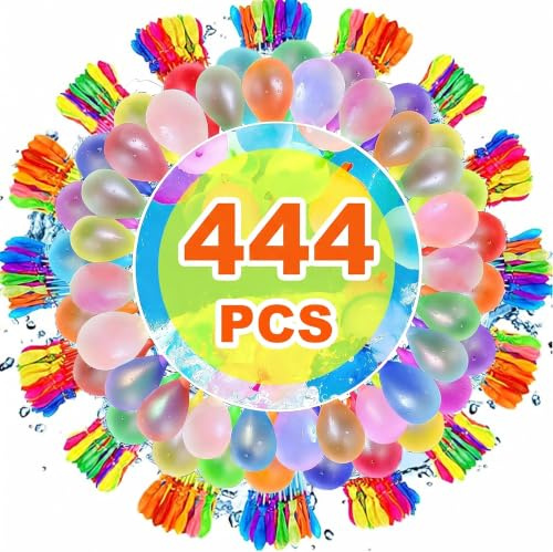 444 stycken vattenbomber, självstängande, färgglada vattenballonger, 60 sekunders snabbstängning, återanvändbara vattenbomber, vattenbomber, ballonger, för stränder, poolfest