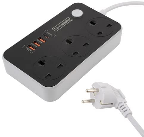 Uk To Romania European Adapter Power Strip Smart USB Usb-C Port Extension Charger 3 Way Uk Outlets Ireland Holland Germany 2 M Extension Cord