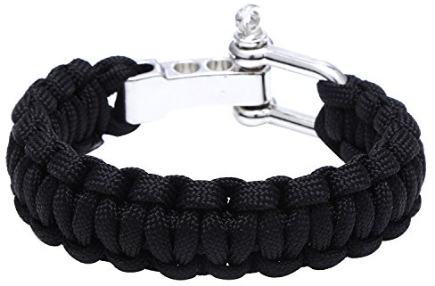 DonDon Bracciale Uomo Survival Outdoor in Nylon Intrecciato con Chiusura a Scatto - Nero