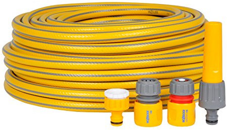 HOZELOCK - Starter Hose Kit ø 12.5mm (1/2) 30m : Versatile, UV-resistant Garden Hose, 4-layer Braided Reinforced Hose, Hard Wearing, Includes Fittings and Nozzle, 10 Year Guarantee* [7230P9000]