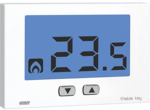 VEMER VE720900 THALOS KEY - Termostato da Parete con Display LCD, Alimentazione 230V, Bianco