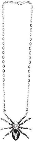 Boland 72052 - Halskette Spinne, 1 Stück, Einheitsgröße, Silber, Schwarze Witwe, Modeschmuck, Collier, Accessoire, Verkleidung, Halloween, Karneval, Mottoparty, Hexe, Gothic, Vampir