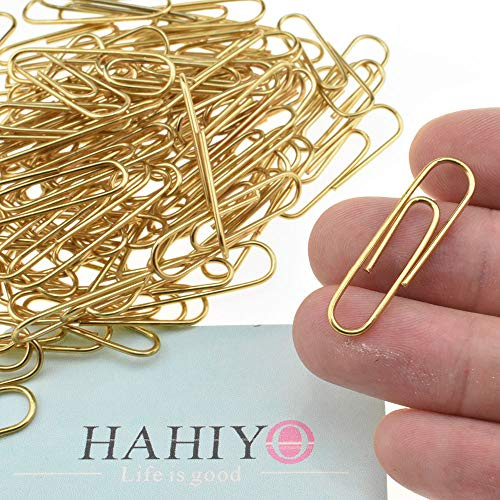 HAHIYO Paper Clips 1.3 (33mm) Length Gold Paperclips Vinyl Coated Prevent Scratching Tearing The Pages Sturdy for Bookmark Organize Home Office School 120 Pack