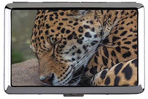 Cigarette Box Case,Jaguar Cat Family Leopard Business Card Holder