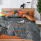 Treer Bettwäsche 200x200 cm 3 Teilig Mikrofaser, Bettwäsche-Sets mit 2 Kissenbezug 50x75 cm, Modern Streifen Kariert Bettbezüge, Bettbezug für Doppelbett mit Reißverschluss, Orange/Grau