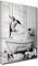 ZHONGYUTONG Badezimmer Wandbilder-Pinguine in der Badewanne mit Rosa Blasen lustige Tiere Bild Wanddekoration Gerahmt Schwarz Weiß Leinwandbilder Gemälde für Badezimmer (30x45cm)