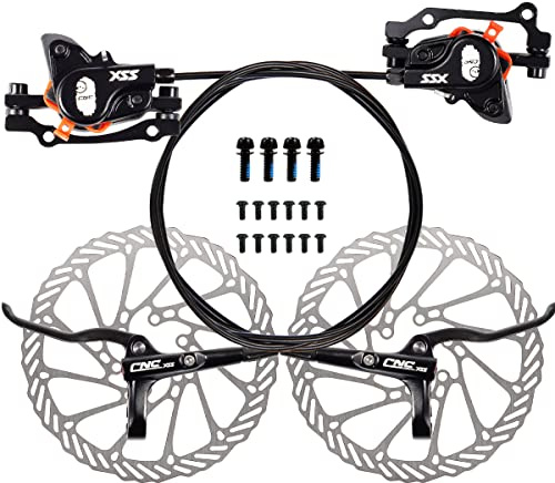 Chooee Fahrrad Hydraulisch Scheibenbremsen Set MTB Hydraulische Scheibenbremsen Vorne/hinten Für Mountainbike,Schwarz