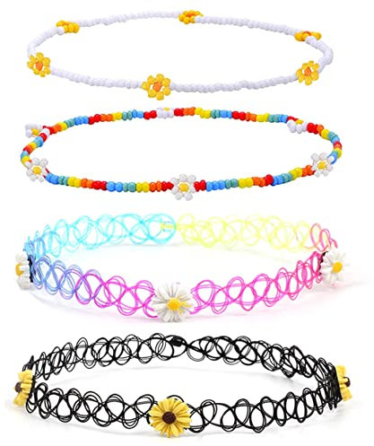 4 st kraghalsband set henna tatuering stretch elastiska smycken för flickor kvinnor