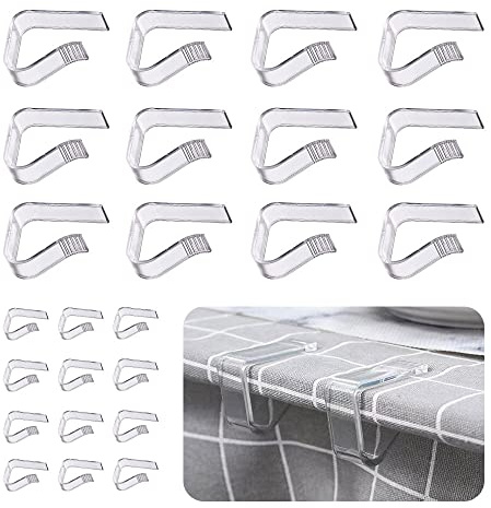 Plastic Tablecloth Clips, Transparent Clear Table Cloth Clips 24 Pcs Transparent Table Cloth Holder Clear Table Clips Tablecloth Cover Clamp for Picnic Weddings Home Camping Restaurant Outdoor