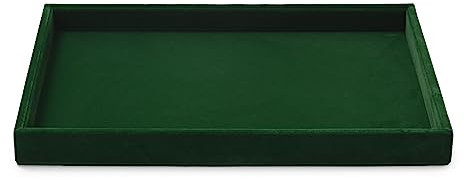 Oirlv Stackable Dark Green Jewellery Tray Soft Microfiber Organiser for Necklaces, Rings, Earrings Perfect for Dressing Tables, Jewellery Shops, and Gifting