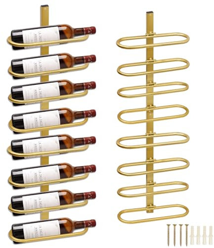 KHayRovies Weinregal Wand Metall, Weinflaschenhalter zur Wandmontage, Weinhalter für 8 Flaschen, Flaschenregal Flaschenhalter Hängeregal Flaschenständer Weinflaschenregal für Wein (C)