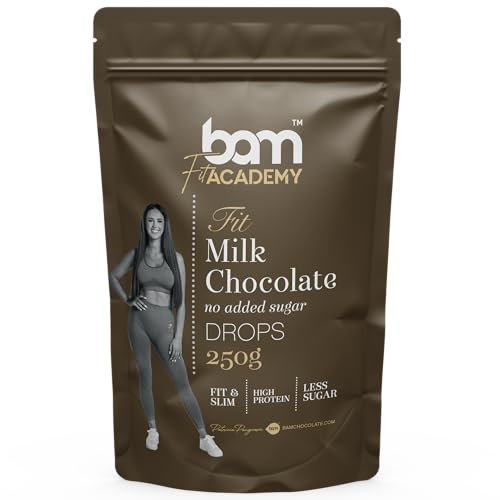 BAM Pépites de Chocolat au Lait Sans Sucre Ajouté – Chocolat Pour Pâtisserie, Couverture, Fontaine – 250 g