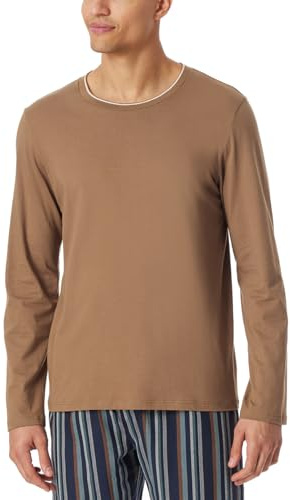 Schiesser Herren Schlafshirt Langarm Rundhals Organic Cotton-Mix + Relax Pyjamaoberteil, Whisky_182042, 54