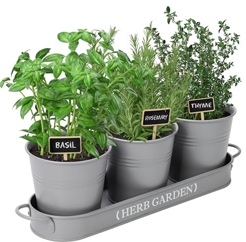 PERFNIQUE Giardino di erbe aromatiche da interno, fioriera da giardino per interni ed esterni, vasi per piante da fattoria, davanzale con vassoio (solo fioriera) vasi da finestra