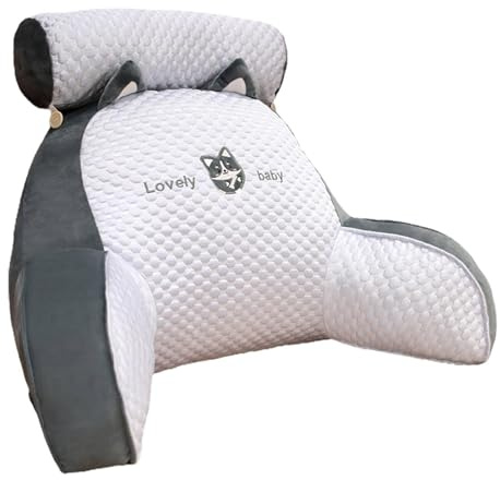 Cojín de lectura con cojín cervical extraíble y brazo de apoyo para sentarse en la cama, sofá o suelo, respaldo de cama, cojín de apoyo para la espalda, cojín para adultos, para leer y ver la