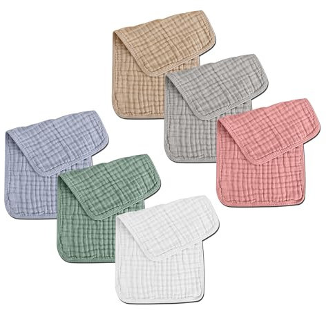 FZSECRIU 6er-Pack Baby Baumwoll-Spucktücher, Mullwindeln, Stoffwindeln, Kinderdecken, Badetücher, Neugeborenenartikel, Geschenk Schnullertuch
