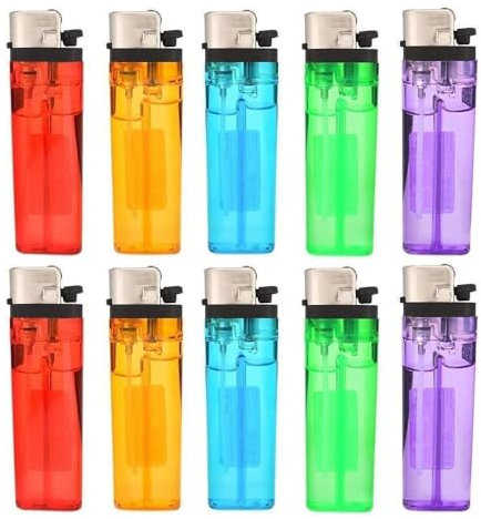 Disposable Lighters | Adjustable Flame | Child-Safe | Transparent Body | Pocket-Friendly Lighters for BBQ, Camping, and Everyday Use (10)