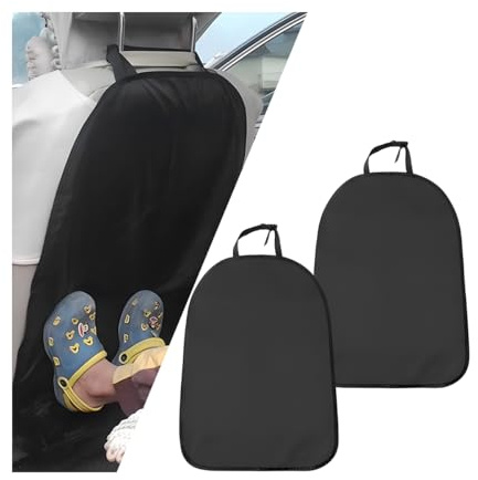 CGEAMDY 2 Pièces Protection Dossier Siege Voiture, Tapis Anti-Kick Siège Arrière Voiture, Tapis Siège Arrière Voitures Tissu Oxford, Protections Sièges Arrière Voiture Oxford Tissu Anti-Kick