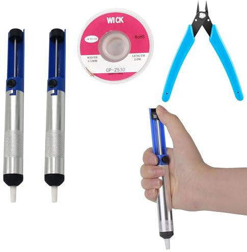 Gurxi 4 Pièces Pompe à Dessouder Pompe Dessouder Mèche à Dessouder Accessoires De Fer à Souder Micro Pince Coupe-Fil Outil De Suppression De Soudure Soudage Accessoires Auxiliaires