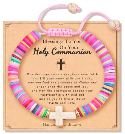 TELAIN Christening Gift Cross Bracelet for Girls - Communion Gift for Boys and Girls, Baptism Gift for Daughter, Granddaughter, Godchild