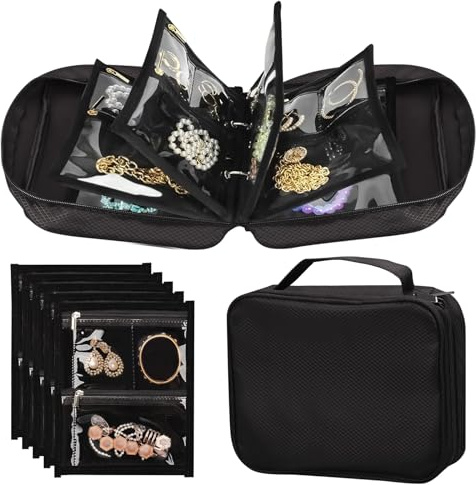 mumisuto Portagioie Da Viaggio, Portagioie Donna, Grande Capacità Scatola Portagioie Pieghevole Con 36 Scomparti, Gioielli Scatola Organizer Per Anelli, Orecchini, Collane, Orologi