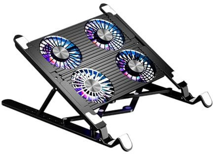 Kyldyna, tyst justerbar laptopkylare stativ, vikbar bärbar kylmatta med kraftfulla fans för att förhindra övervärme, perfekt för skola, resor, skrivbord