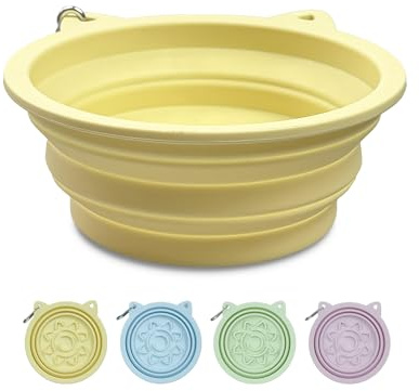 ETIALURE Bol d'eau pour Chiens Pliable 650ml, Bol de Voyage pour Chiens à Alimentation Lente pour Une Alimentation Saine, Convient pour Le Camping, la Randonnée et la Promenade (Jaune)