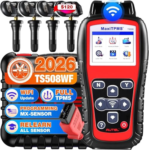 Autel MaxiTPMS TS508WF KIT TPMS Tool, 2026 Más Reciente WiFi Ver de TS508 TS501 PRO TS408S con 4 Goma Sensores MX a Presión [€119], Activar Reaprend Sensore, Programar Sensore MX, Modo Rápido &Avanzad