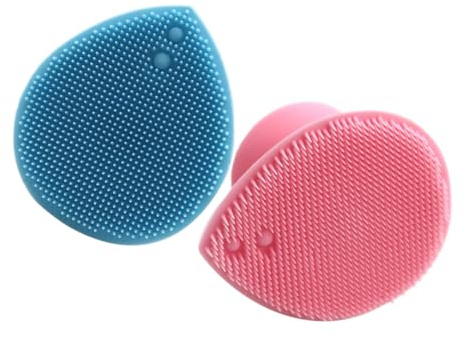 DECOMELODY 2 Stück Kopf Gesichtsbürste mit Weichem Silikon Massage Peelingfunktion Ergonomischer Griff mit Rutschfester Saugbasis Sanfte Reinigung und Entspannende Kopfhautmassage