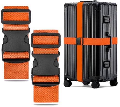 WISYOK Luggage Straps Extended, 2 Pack, 130-250cm Adjustable, Orange