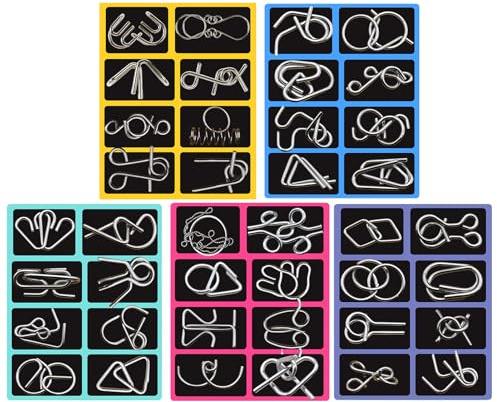 Casse-tête en Fil Métallique, 40 Pièces, Puzzle en Fil Métallique, Ensemble De Casse-tête Logique, Anneau en Métal, Puzzles I Q, Jeux Difficiles, Jouet De Test I Q, Jeu D'e-Sprit pour e-nfants
