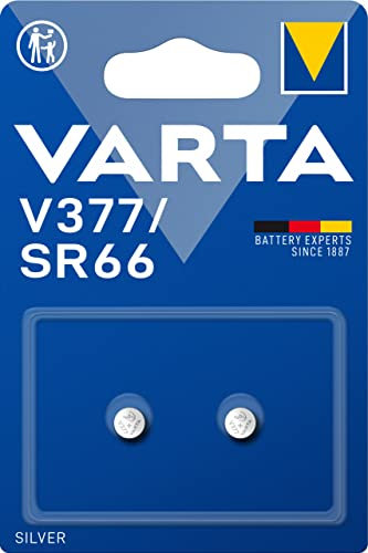 VARTA Batterien Knopfzellen V377/SR66, 2 Stück, Silver Coin, 1,55V, kindersichere Verpackung, für elektronische Kleingeräte - Uhren, Autoschlüssel, Fernbedienungen, Waagen, Made in Germany