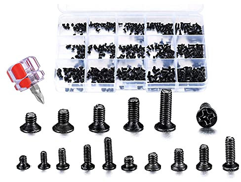 M2 M2.5 M3 Micro Schraubensortiment, Flache Runde Kreuzschlitzschrauben, Laptop PC Computer HDD M.2 SSD Reparaturschrauben Kit - 450 Stück, mit Schraubendreher