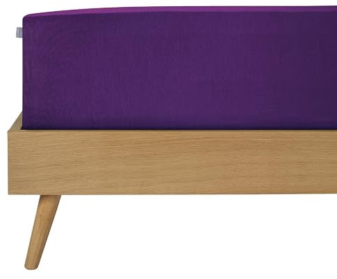 Schiesser Edeljersey Spannbettlaken Jessi | 100% gekämmte Baumwolle aus nachhaltiger Produktion | für Matratzen 90x200cm bis 100x200cm | Matratzenhöhe bis 22cm | Lila