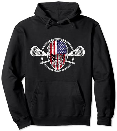 Lacrosse US Flag Lacrosse Player Helmet sticks men woman Pullover Hoodie