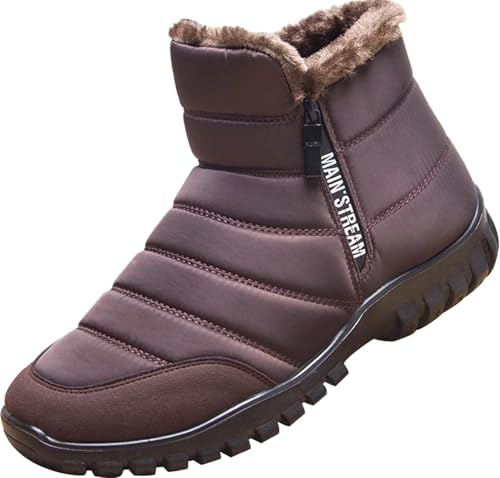 GILKUO Botas de Nieve Hombre Invierno Impermeable con Cremallera | botines ligeros, zapatos de invierno, repelentes al agua, transpirables, forradas con pelo sintético, cálidas y cómodas