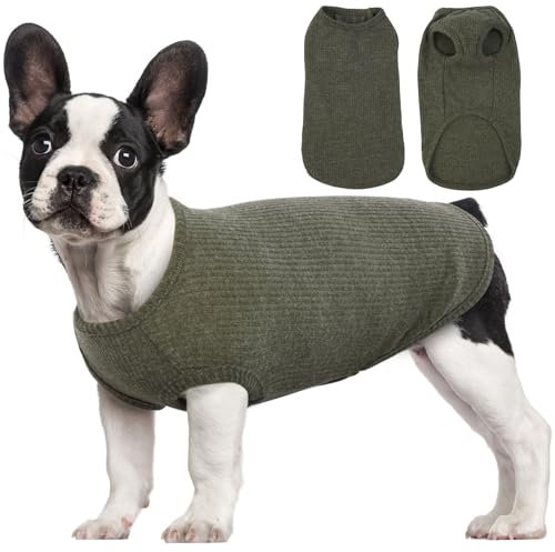 Hjumarayan Hundepullover Mittelgroße Hunde - Hundeshirt Dünn Hunde Pullover Sonnenschutz Tshirt Elastisch Hundepulli Gestreifte Shirt Pullis für Dackel Französische Bulldogge (Grün L)