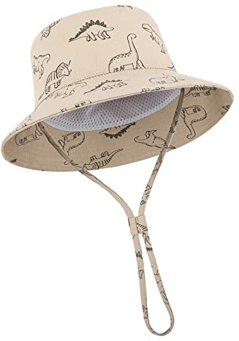 TOMEEK Baby Sun Hat Toddler Sun Protection for Baby Boys Girls Kids Summer Bucket Hat UPF 50+ Foldable Beach Cap with Adjustable Chin Strap and Wide Brim, Khaki, Size S