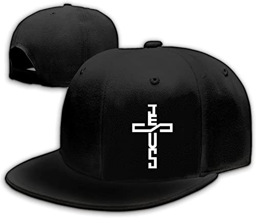 Jesus Christ Hats Mens Snapback Flat Bill Brim Hats for Men Black Snap Backpack Dad Life Jesus Christian Crosses Fitted Hat Baseball Cap Christian Gifts for Women