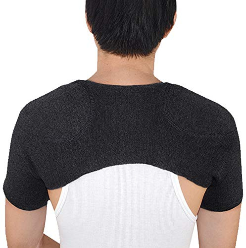 Double Shoulder Support Brace Fleece Pads Shoulder Warmer for Women Men Ergonomic Thermal Shoulder Shawl Wrap Support Winter Warm Knitting Shoulder Wrap Brace Protector for Relief Pain and Pressure