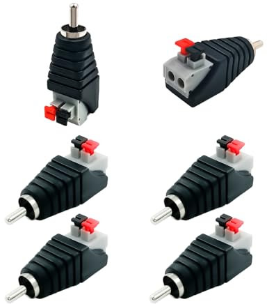 BRIEFCEC RCA Cinch zu Lautsprecher Kabeladapter Subwoofer Lautsprecher Phono Cinch-Stecker zu AV Video Audio Federpresse Typ Balun für CCTV（6 Stk ）