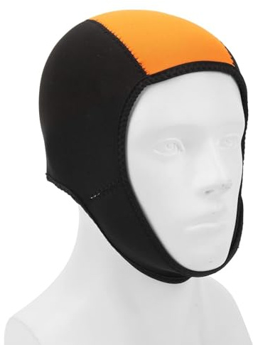 equlup Wetsuit Hood Thermal Neoprene Diving Hood Wetsuit Hat Cap Neoprene Surf Beanie Diving Cap Headgear for Men Women(Black+Orange)