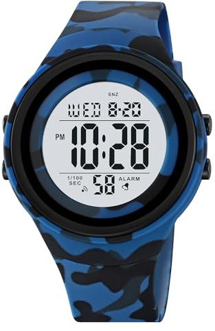 CakCity utomhusklockor för män, digital armbandsur, vattentäta sportklockor för kvinnor, för män, med timer, stoppur, nedräkning, larm, dubbel tid, unisex