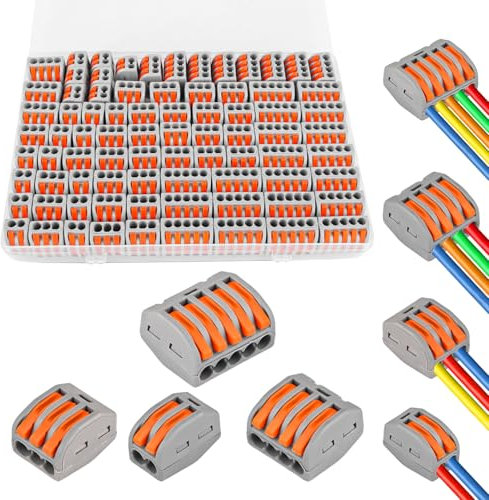 ﻿MXTIMWAN 80 Stück Kabelverbinder Kabelklemmen Elektro, Klemmen Elektro mit Betätigungshebel, 4mm² Leiter Klemme, Verbindungsklemmen für Feste Kabe 2-3-4-5 Leiter