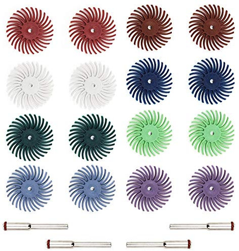 Pyanegn 16 pz Spazzola Abrasiva Ruota Radiale Setole Disco Misto Lucidatura Ruota Spazzole Set con 4X Mandrini per Strumento Rotante